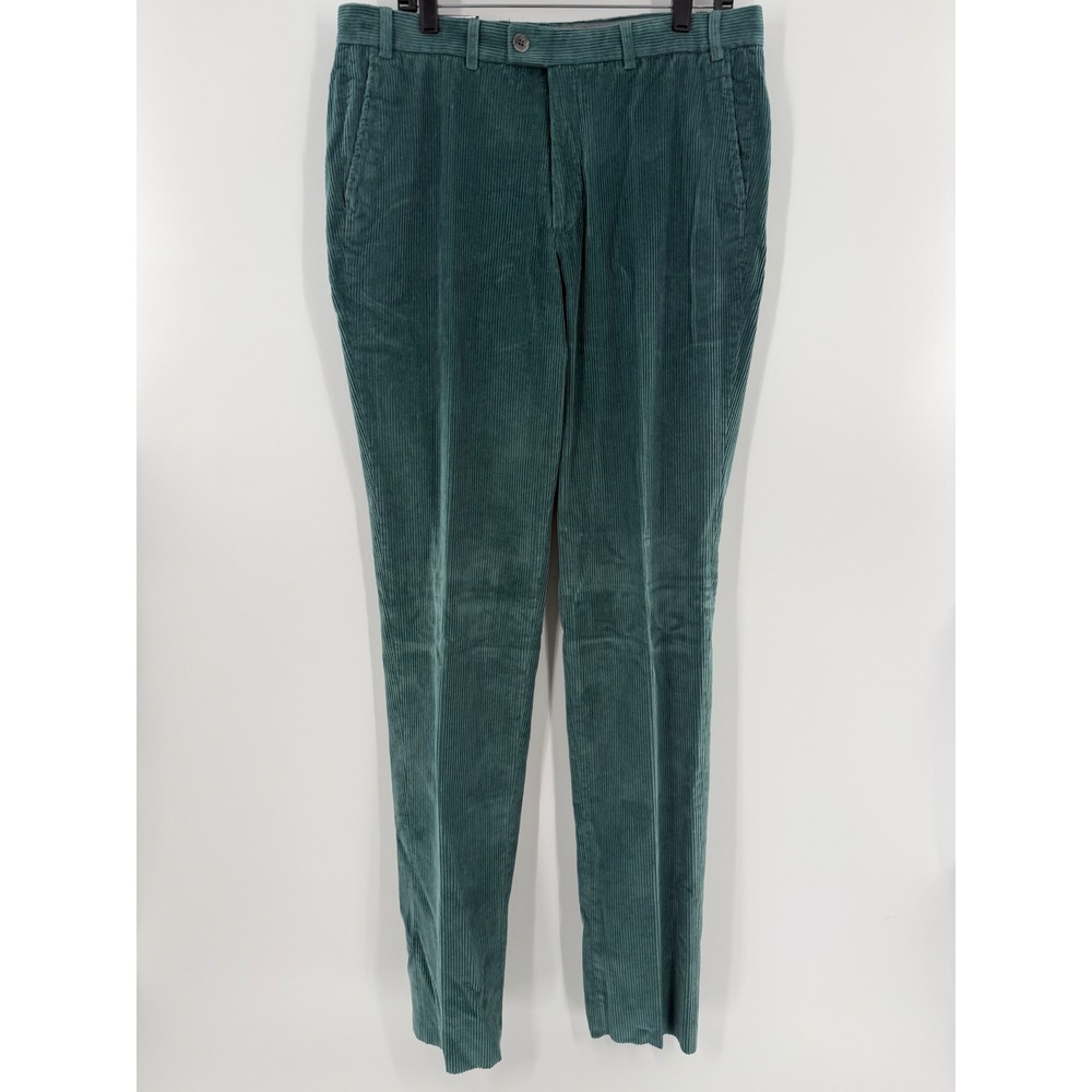 Hiltl Mens Corduroy Trousers Sea Green Teal Wide Wale Pants Size 35/38 NEW